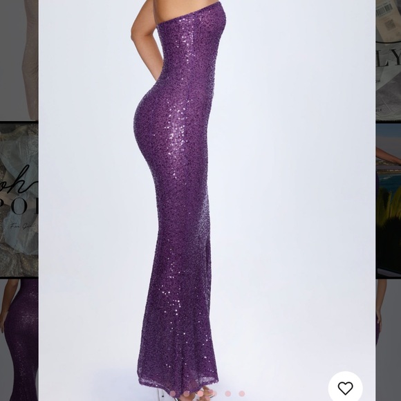 Oh Polly Embellished Cut-Out Bandeau Maxi Dress in Grape - Picture 3 of 5